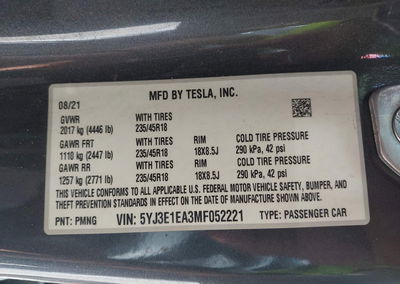 2021 Tesla Model 3 Standard Range Plus Rear-wheel Drive, uszkodzenie: Storm Damage, Iaai lot 46083026, zdjęcie 9 z 22