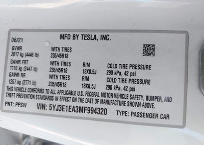 2021 Tesla Model 3 Standard Range Plus Rear-wheel Drive, uszkodzenie: Prawy przód, Iaai lot 45712712, zdjęcie 9 z 19