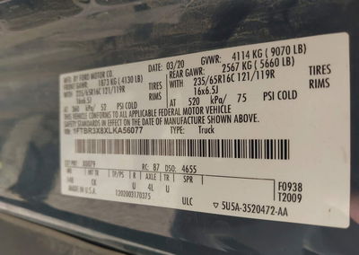 2020 Ford Transit-250 Cargo Van, daño Lateral derecho, Iaai lote 46244356, foto 9 de 16