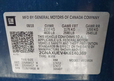 2019 Chevrolet Equinox Lt, uszkodzenie: Prawy bok, Iaai lot 46176121, zdjęcie 9 z 16