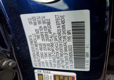 2022 Honda Cr-v Exl, daño Generalizado, Copart lote 53761216, foto 12 de 14