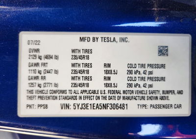 2022 Tesla Model 3, uszkodzenie: Przód, Copart lot 70997146, zdjęcie 12 z 12