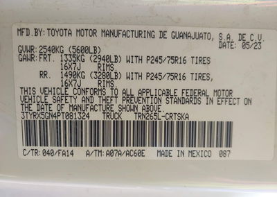 2023 Toyota Tacoma Sr, пошкодження: Град, Iaai лот 46141759, фото 8 з 15