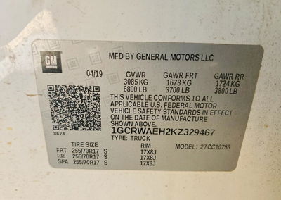 2019 Chevrolet Silverado C1500, пошкодження: Незначні вм’ятини/подряпини, Copart лот 71402796, фото 12 з 12