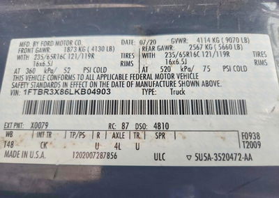 2020 Ford Transit T-250, uszkodzenie: Grad, Copart lot 67033206, zdjęcie 12 z 12