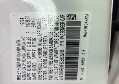 2025 Honda Civic Sport, daño Lateral, Copart lote 72740216, foto 12 de 12