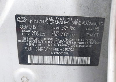 2019 Hyundai Elantra Sel, пошкодження: Передня частина, Iaai лот 46140813, фото 9 з 21