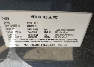 2026 Tesla Model Y All-wheel Drive/long Range Launch Series/premium All-wheel Drive, daño Suspensión, Iaai lote 45905223,