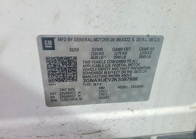 2019 Chevrolet Equinox Lt, Front End damage, Copart lot 46690786, photo 13 of 13