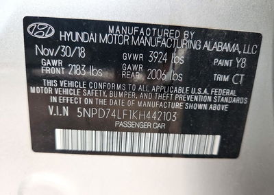 2019 Hyundai Elantra Se, uszkodzenie: Bok, Copart lot 72803576, zdjęcie 12 z 14