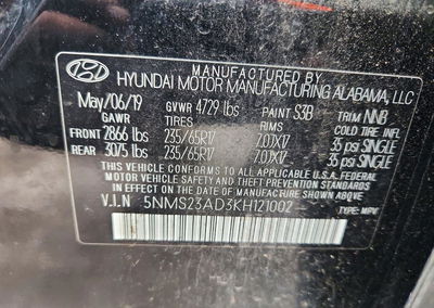 2019 Hyundai Santa Fe Se, uszkodzenie: Tył, Copart lot 71809086, zdjęcie 14 z 16