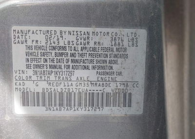 2019 Nissan Sentra Sv, daño Front & Rear, Iaai lote 45966587, foto 9 de 16