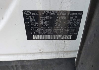 2020 Hyundai Santa Fe Sel, пошкодження: Передня частина, Iaai лот 46131619, фото 9 з 16