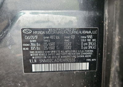 2020 Hyundai Santa Fe Se, uszkodzenie: Bok, Copart lot 73454476, zdjęcie 13 z 13