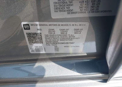 2021 Gmc Sierra 1500 4wd  Short Box Slt, Front End damage, Iaai lot 45835551, photo 9 of 22