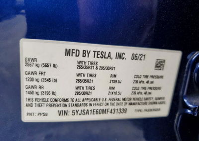 2021 Tesla Model S, daño Bajos, Copart lote 72547696, foto 12 de 14