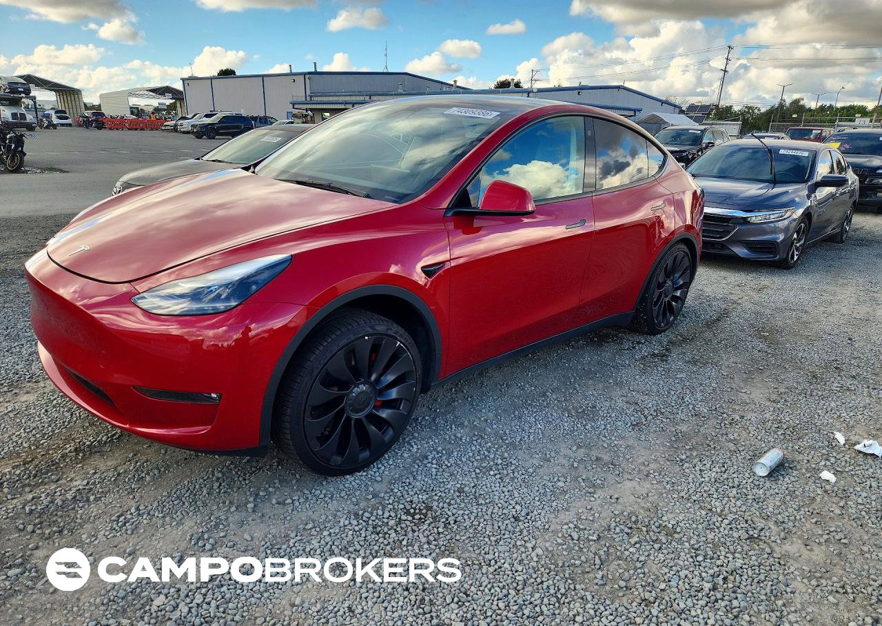 2022 Tesla Model Y, Front End damage, Copart lot 74309386