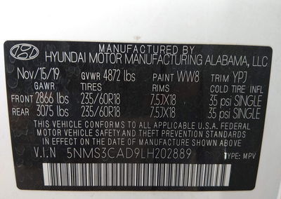 2020 Hyundai Santa Fe Sel, uszkodzenie: Grad, Iaai lot 44665486, zdjęcie 9 z 16