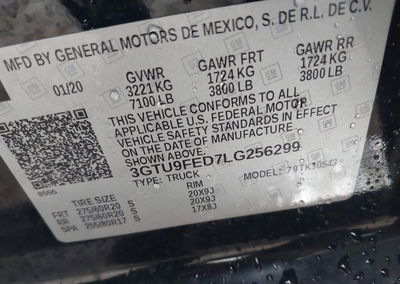 2020 Gmc Sierra 1500 4wd  Short Box Denali, daño Repossession, Iaai lote 46179339, foto 9 de 19