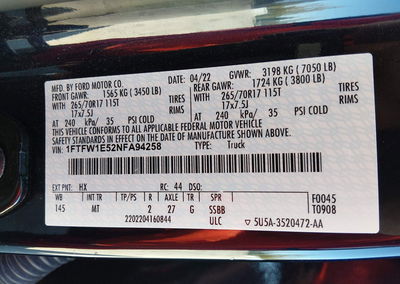 2022 Ford F-150 Xlt, daño Normal Wear & Tear, Iaai lote 46359462, foto 9 de 17