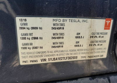 2020 Tesla Model S, daño Frontal, Copart lote 73991456, foto 12 de 14