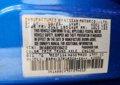 2025 Nissan Sentra Sv, uszkodzenie: Ao, Copart lot 73371196, zdjęcie 12 z 12