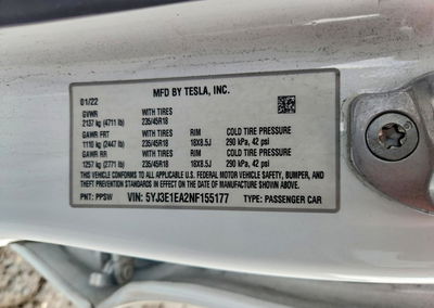 2022 Tesla Model 3, daño Lateral, Copart lote 68897126, foto 12 de 14