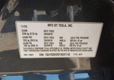 2026 Tesla Model Y Premium Rear-wheel Drive/rear-wheel Drive, daño Frontal, Iaai lote 46164900, foto 9 de 20