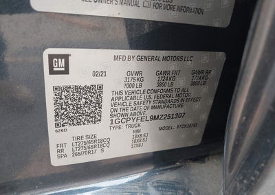 2021 Chevrolet Silverado 1500 4wd  Standard Bed Lt Trail Boss, uszkodzenie: Dachowanie, Iaai lot 45755046, zdjęcie 9 z 21
