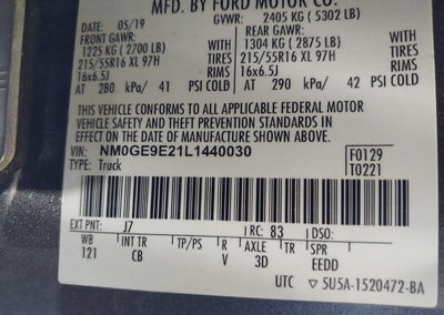 2020 Ford Transit Connect Xl Passenger, daño Normal Wear & Tear, Iaai lote 46309466, foto 9 de 22