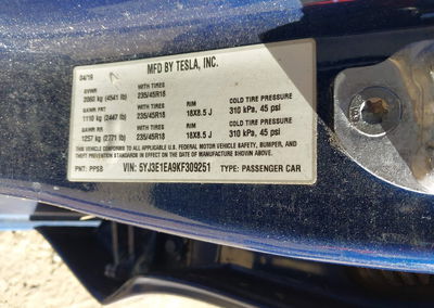 2019 Tesla Model 3 Long Range/mid Range/standard Range/standard Range Plus, daño Inundación, Iaai lote 46320573, foto 9 de 12