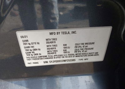 2021 Tesla Model Y Long Range Dual Motor All-wheel Drive, пошкодження: Правий бік, Iaai лот 44393195, фото 9 з 15