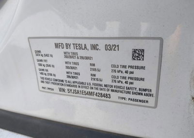 2021 Tesla Model S Long Range Dual Motor All-wheel Drive, uszkodzenie: Electrical, Iaai lot 45904297, zdjęcie 9 z 18