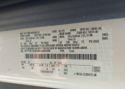 2025 Ford Transit-150, daño Trasero, Iaai lote 46041407, foto 9 de 16