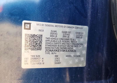2019 Chevrolet Equinox Lt, Rear End damage, Copart lot 50597146, photo 13 of 13