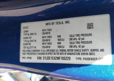 2022 Tesla Model 3 Rear-wheel Drive, Front End damage, Iaai lot 45801057, photo 9 of 17