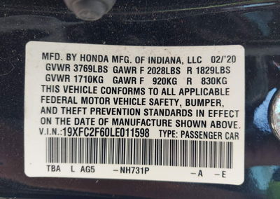 2020 Honda Civic Lx, daño Trasero izquierdo, Iaai lote 42123334, foto 9 de 16