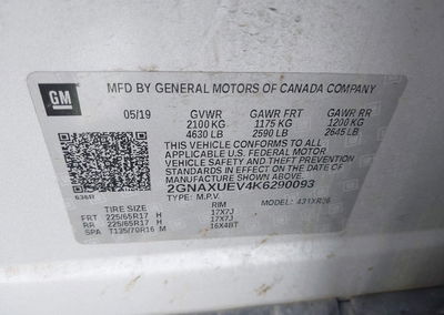 2019 Chevrolet Equinox Lt, uszkodzenie: Tył, Iaai lot 45144151, zdjęcie 9 z 19