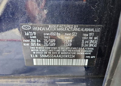 2020 Hyundai Santa Fe Sel 2.0t, Front End damage, Copart lot 71027456, photo 14 of 16