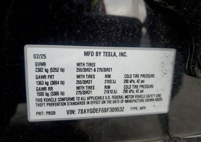 2025 Tesla Model Y, daño Frontal, Copart lote 98965205, foto 12 de 14