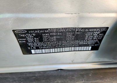 2020 Hyundai Santa Fe Limited 2.0t, Side damage, Copart lot 68738226, photo 13 of 13