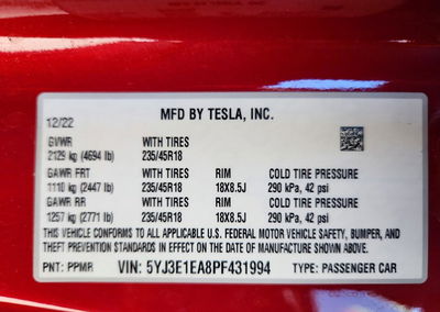 2023 Tesla Model 3, daño Frontal, Copart lote 72146156, foto 13 de 13