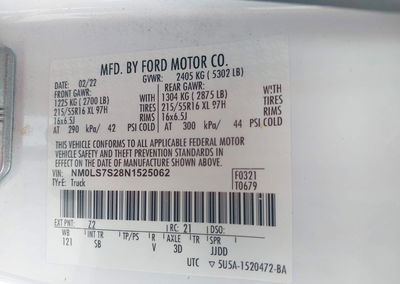 2022 Ford Transit Connect Xl, Rear damage, Iaai lot 46444242, photo 9 of 16