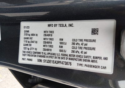 2023 Tesla Model 3 Rear-wheel Drive, daño Lateral derecho, Iaai lote 45441891, foto 9 de 14
