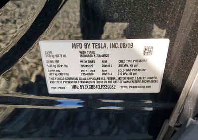 2020 Tesla Model X, daño Frontal, Copart lote 73090306, foto 12 de 14