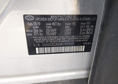 2019 Hyundai Santa Fe Se, пошкодження: Передня частина, Iaai лот 46338268, фото 9 з 16