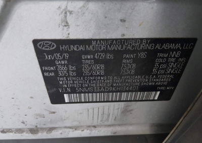 2019 Hyundai Santa Fe Sel Plus, uszkodzenie: Tył, Iaai lot 46217933, zdjęcie 9 z 18