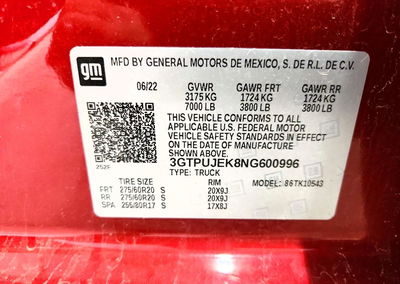 2022 Gmc Sierra K1500 Elevation-l, Front End damage, Copart lot 53830646, photo 12 of 12