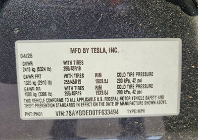 2026 Tesla Model Y, daño Frontal, Copart lote 64064346, foto 12 de 12