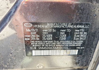 2021 Hyundai Santa Fe Sel, Front End damage, Copart lot 64223056, photo 13 of 15